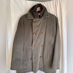 Men's Olive Double-Breasted Pea Coat